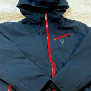 Spyder Fanatic Hooded Jacket Black & Red Mens XXL **imperfect read description**